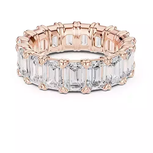 7 ct Emerald Diamond Eternity Band 3dm stl renders animation 