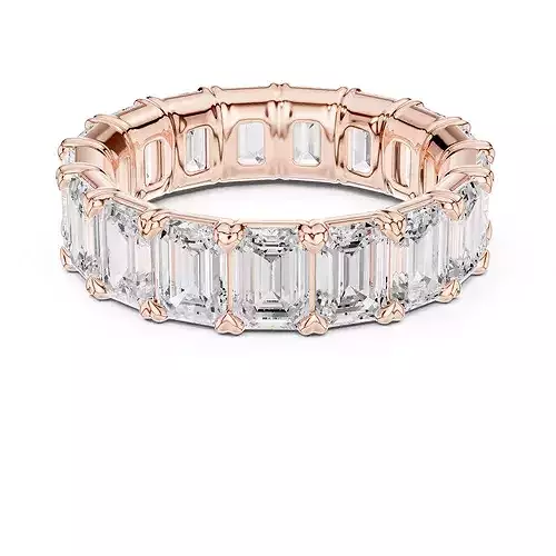 6 ct Emerald Diamond Eternity Band 3dm stl renders animation 