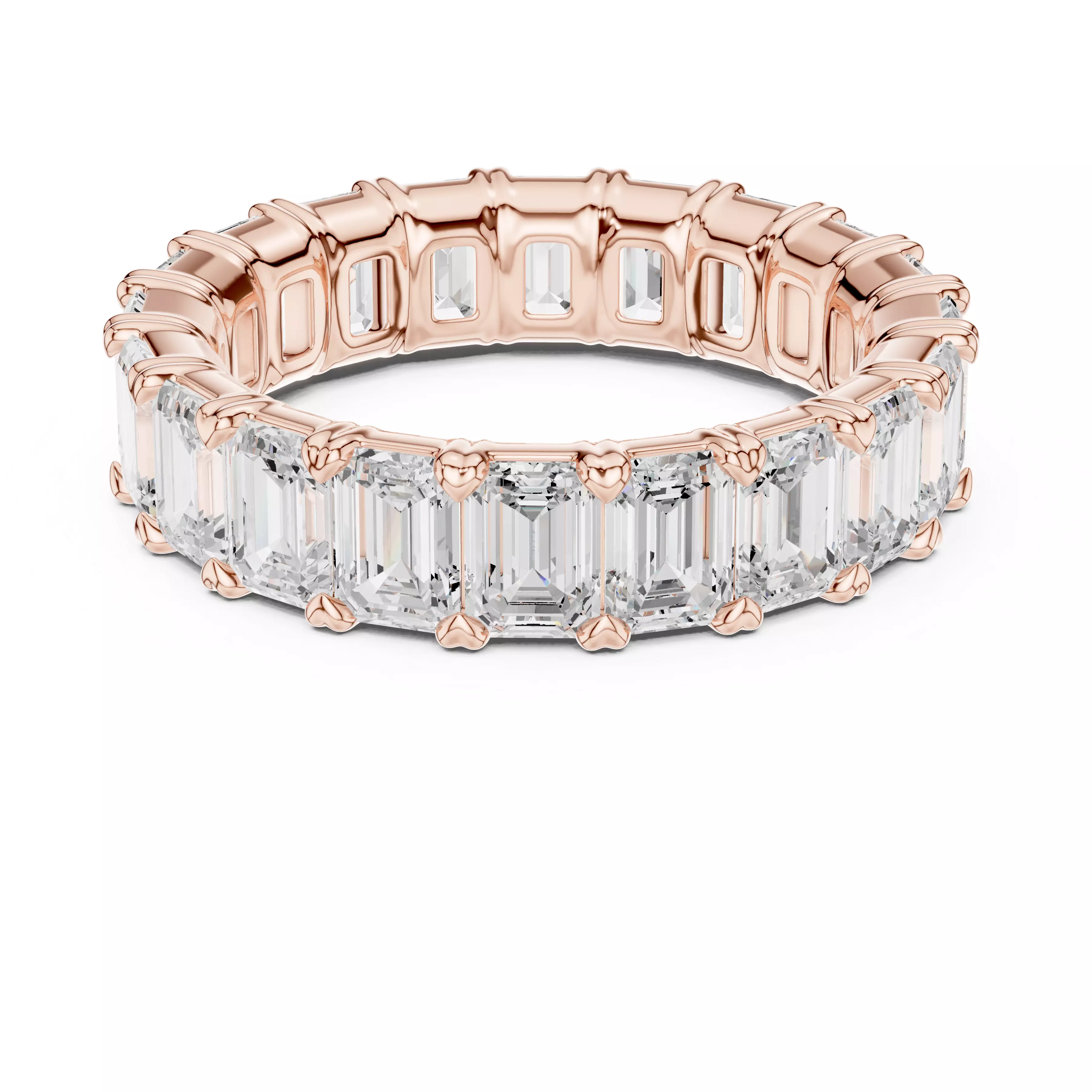 5 ct Emerald Diamond Eternity Band 3dm stl renders animation 3D print model