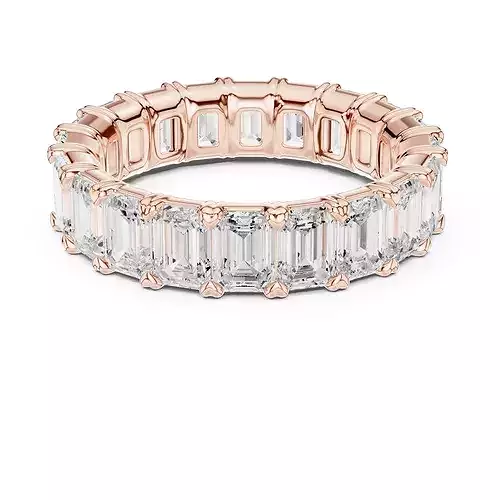 5 ct Emerald Diamond Eternity Band 3dm stl renders animation 