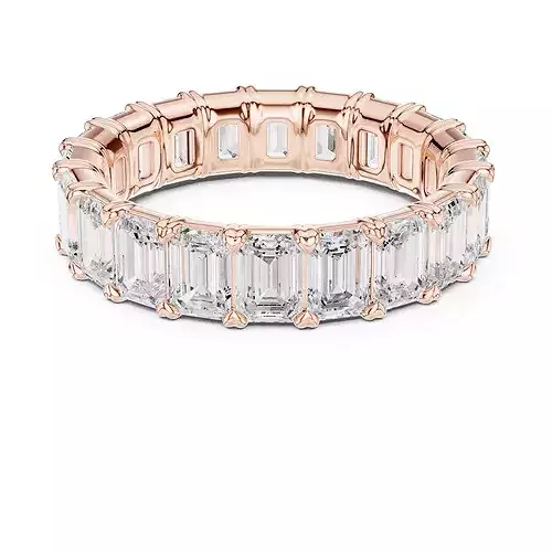 4 ct Emerald Diamond Eternity Band 3dm stl renders animation 