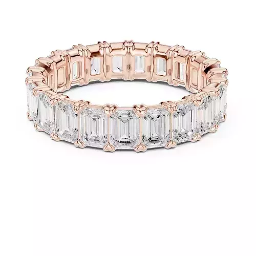 3 ct Emerald Diamond Eternity Band 3dm stl renders animation 