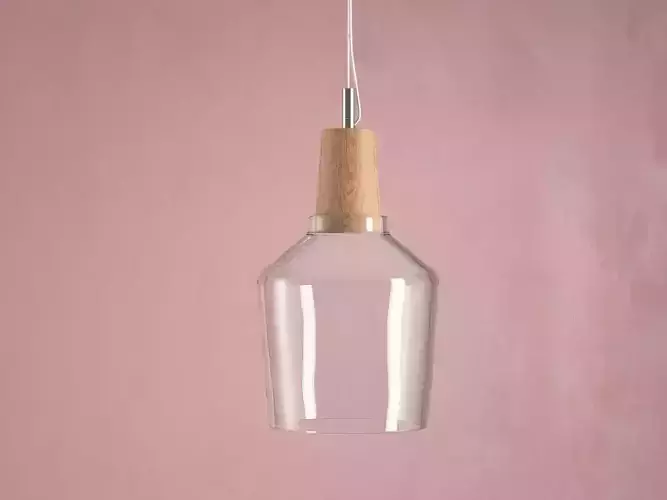 Industrial glass and wood pendant light
