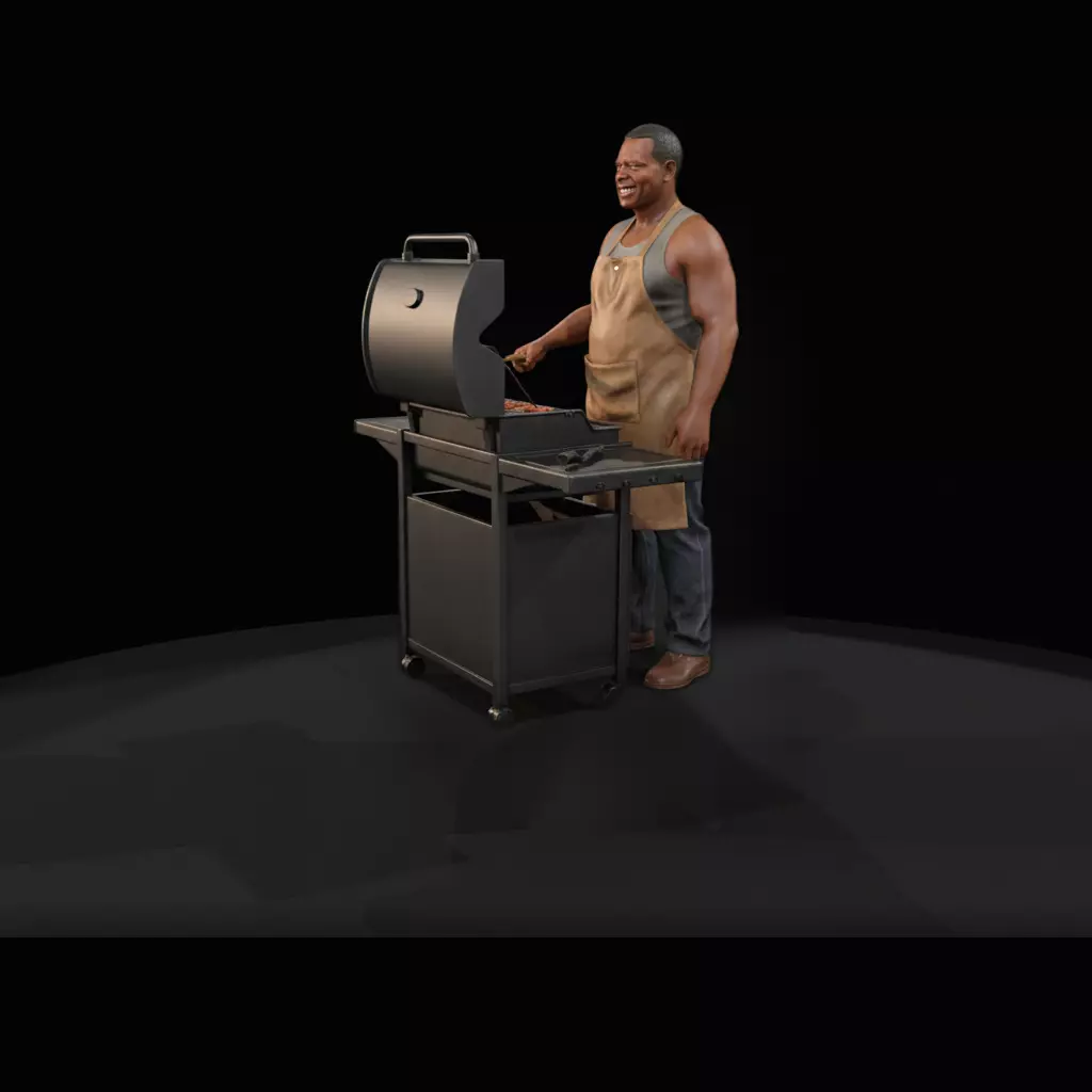 uncle with bbq for Dioramas 3D print model