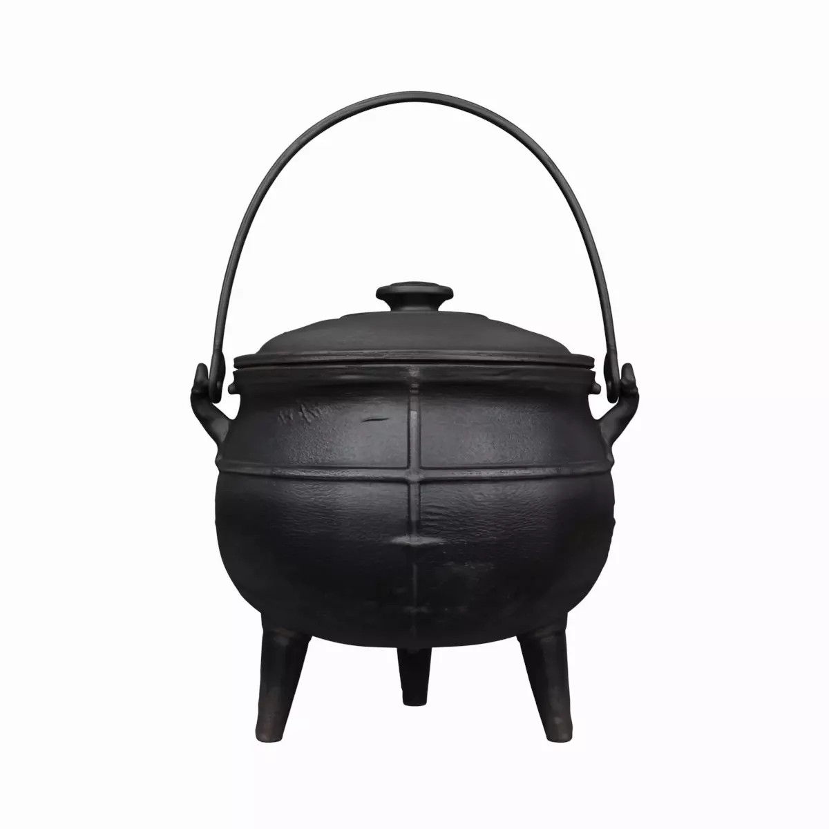 Large Three-Legged Cast Iron Cauldron with Lid 3D Model 3D model