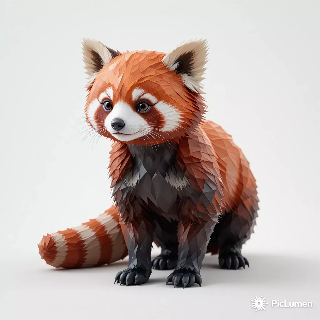 Low Poly Red Panda 3D Model - Geometric Wildlife Asset 3D print model