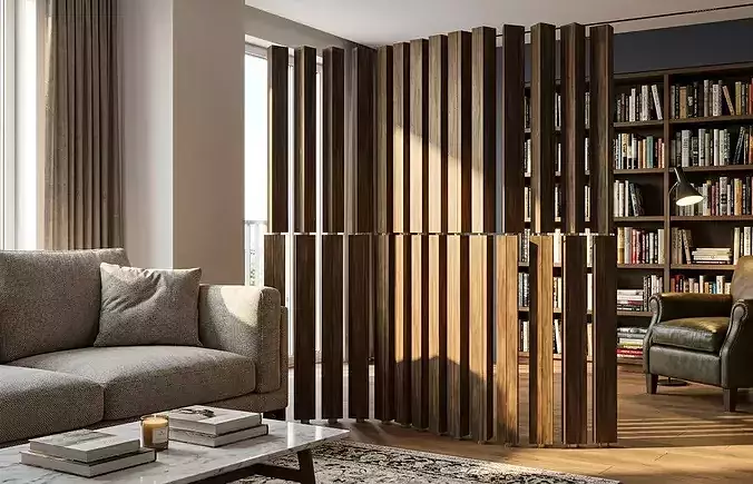 Geometric Wood Room Divider