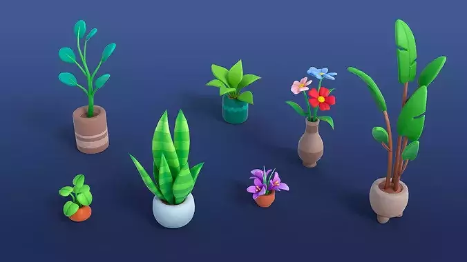 Cute Furniture Mini Low-poly 3D model 6