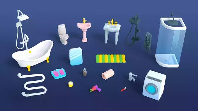 Cute Furniture Mini Low-poly 3D model 5