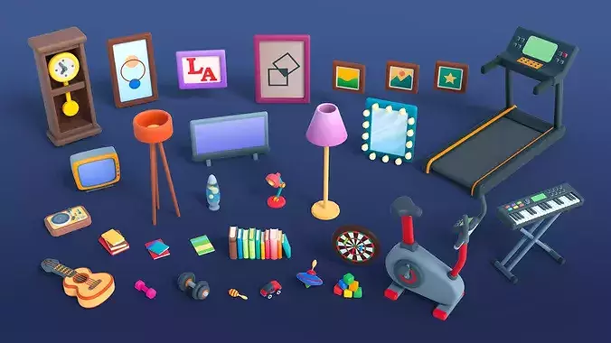 Cute Furniture Mini Low-poly 3D model 4
