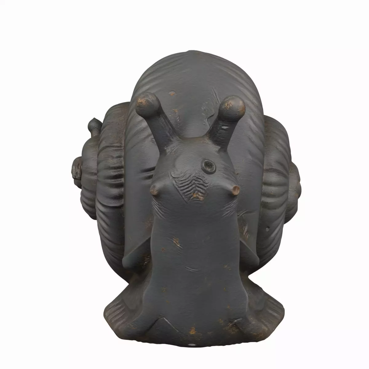 Cast Iron Garden Snail Statue with Rust Spots 3D Model 3D model