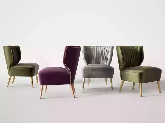 Bakairi two velvet chairs with gold legs