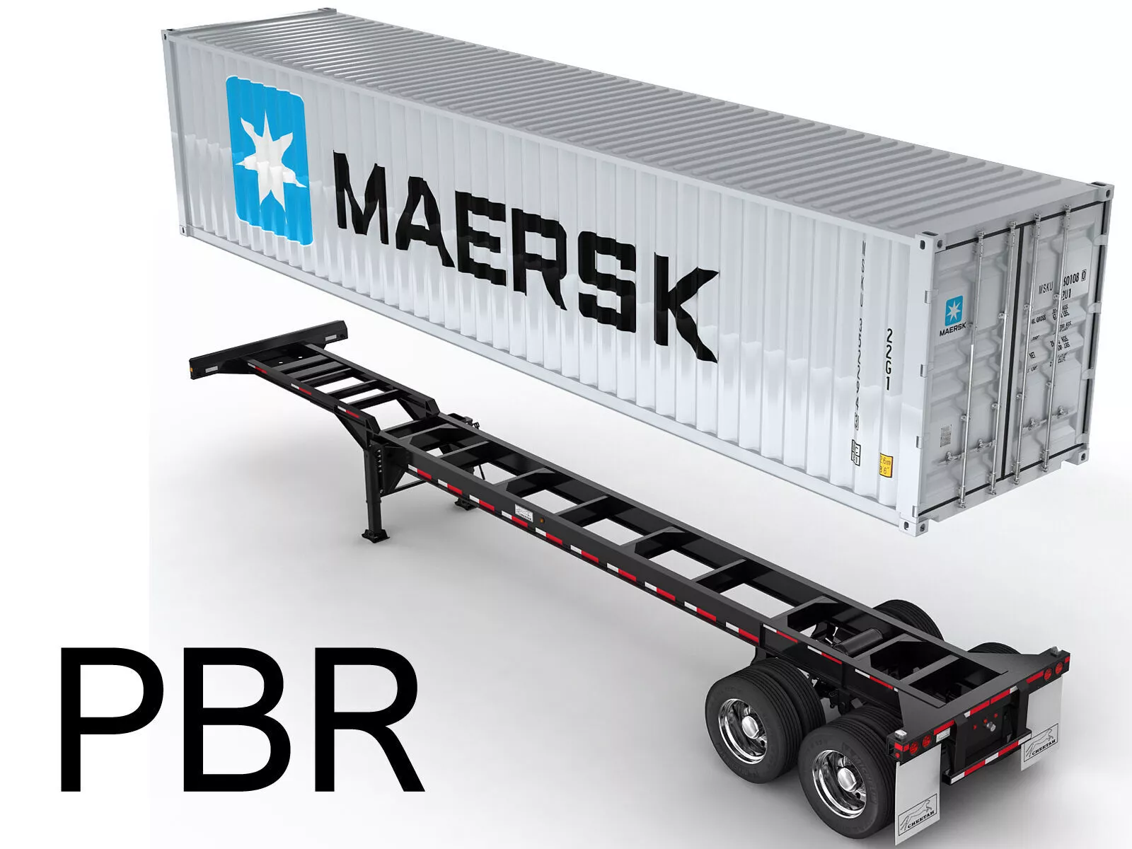 American Container Trailer PBR 3D model