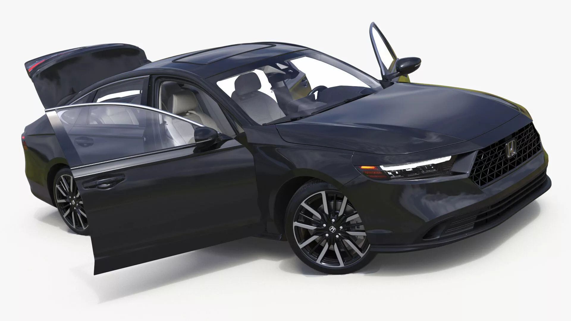 Black Honda Accord 2025 Rigged 3D model