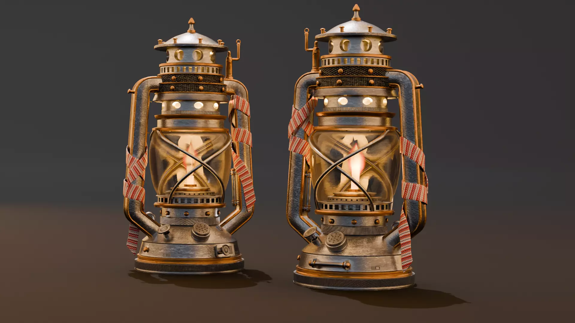 Old Oil Lantern Low-poly 3D model