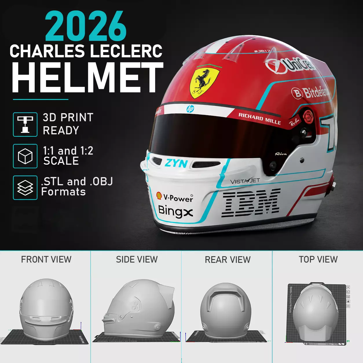F1 Charles Leclerc 2026 Helmet 3D Print 3D print model