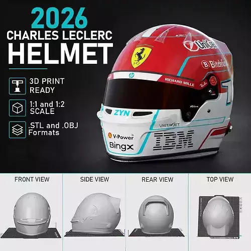 F1 Charles Leclerc 2026 Helmet 3D Print