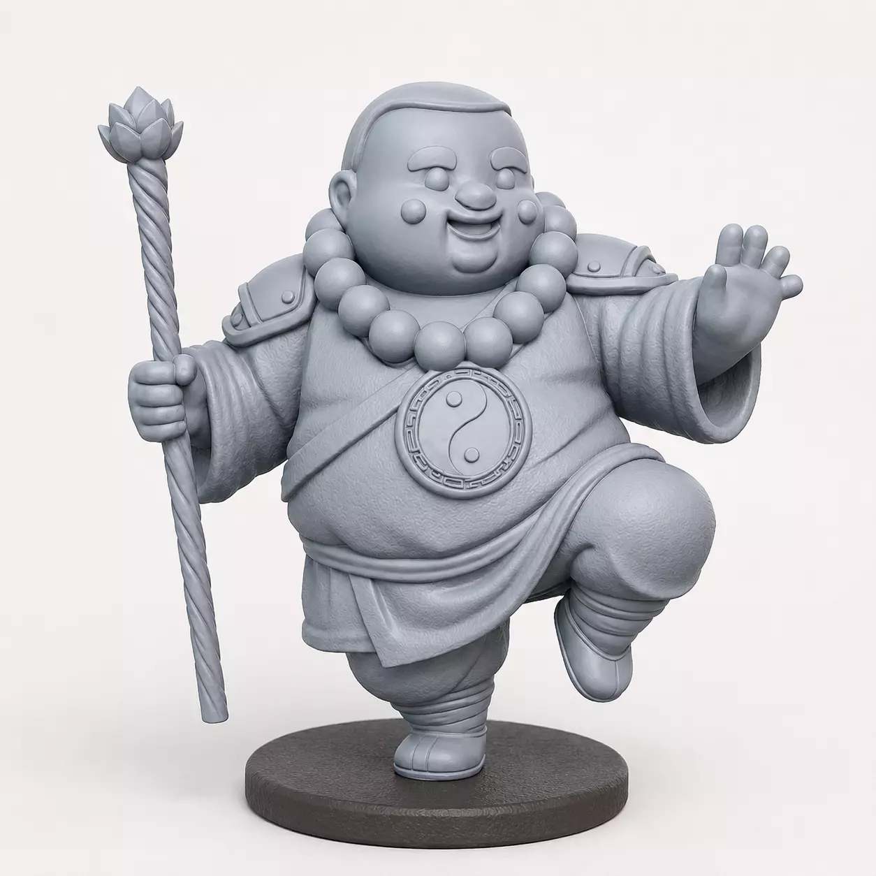 FAT MONK IN KUNG FU POSE 3D print model