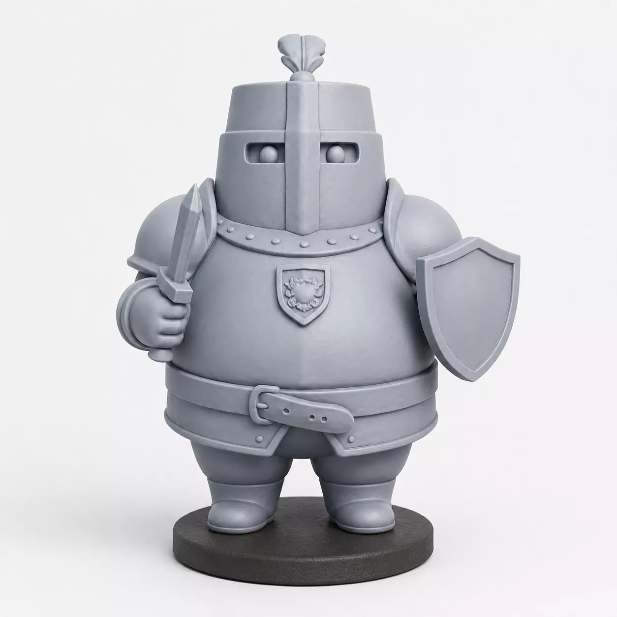 FAT KNIGHT WITH SWORD AND SHIELD 3D print model