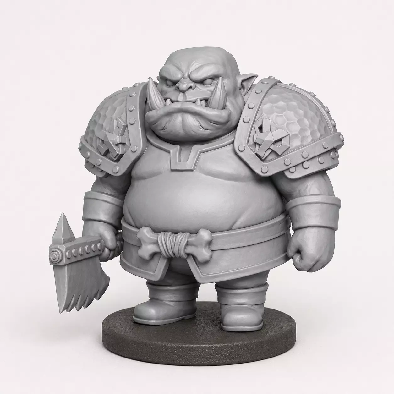 FAT ORC WARRIOR WITH AXE 3D print model
