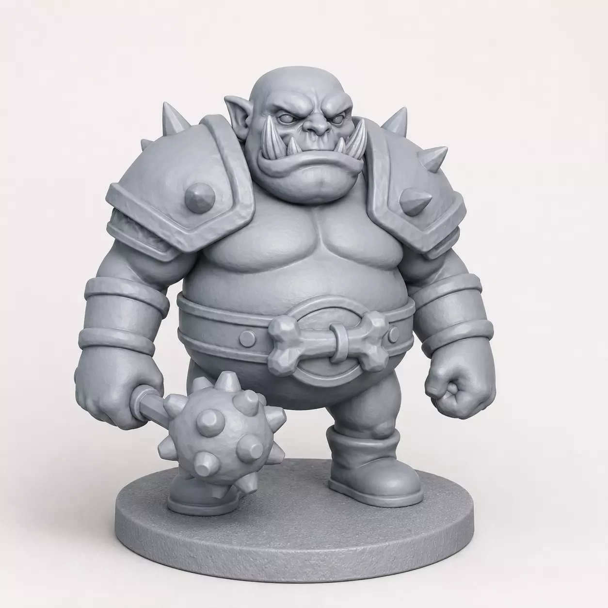 FAT ORC WITH SPIKED MACE 3D print model