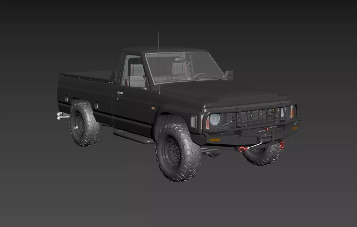 1987 Nissan Patrol Y60 Pick-Up Low-poly 3D model