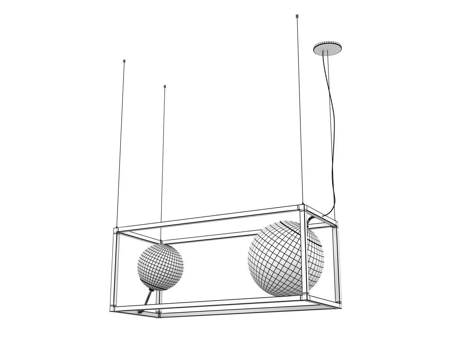 Witt 2 pendant light with two balls hanging from it 3D model_2