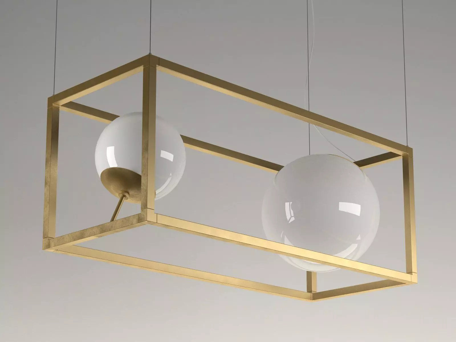 Witt 2 pendant light with two balls hanging from it 3D model_1