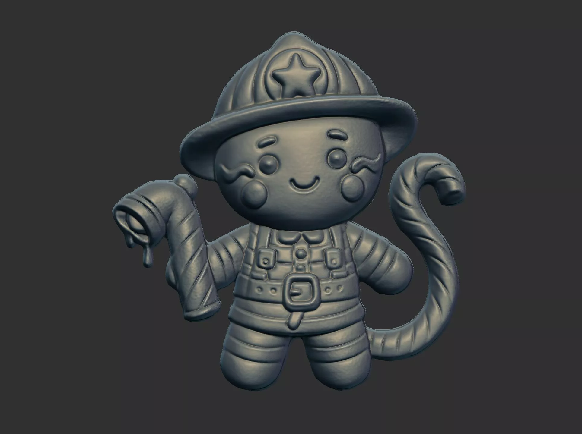christmas ginger cookie fireman 3D print model