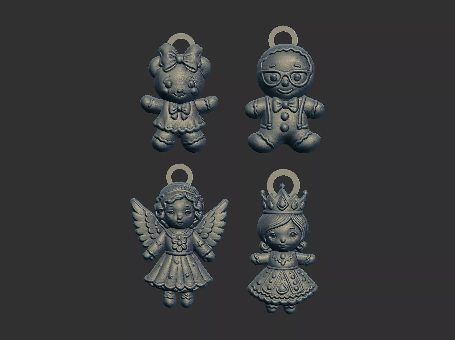 christmas ginger cookie angles 3D print model