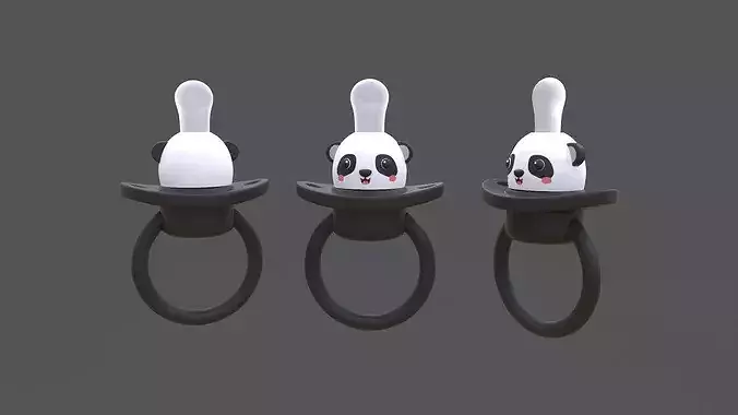Low-Poly Panda Baby Pacifier