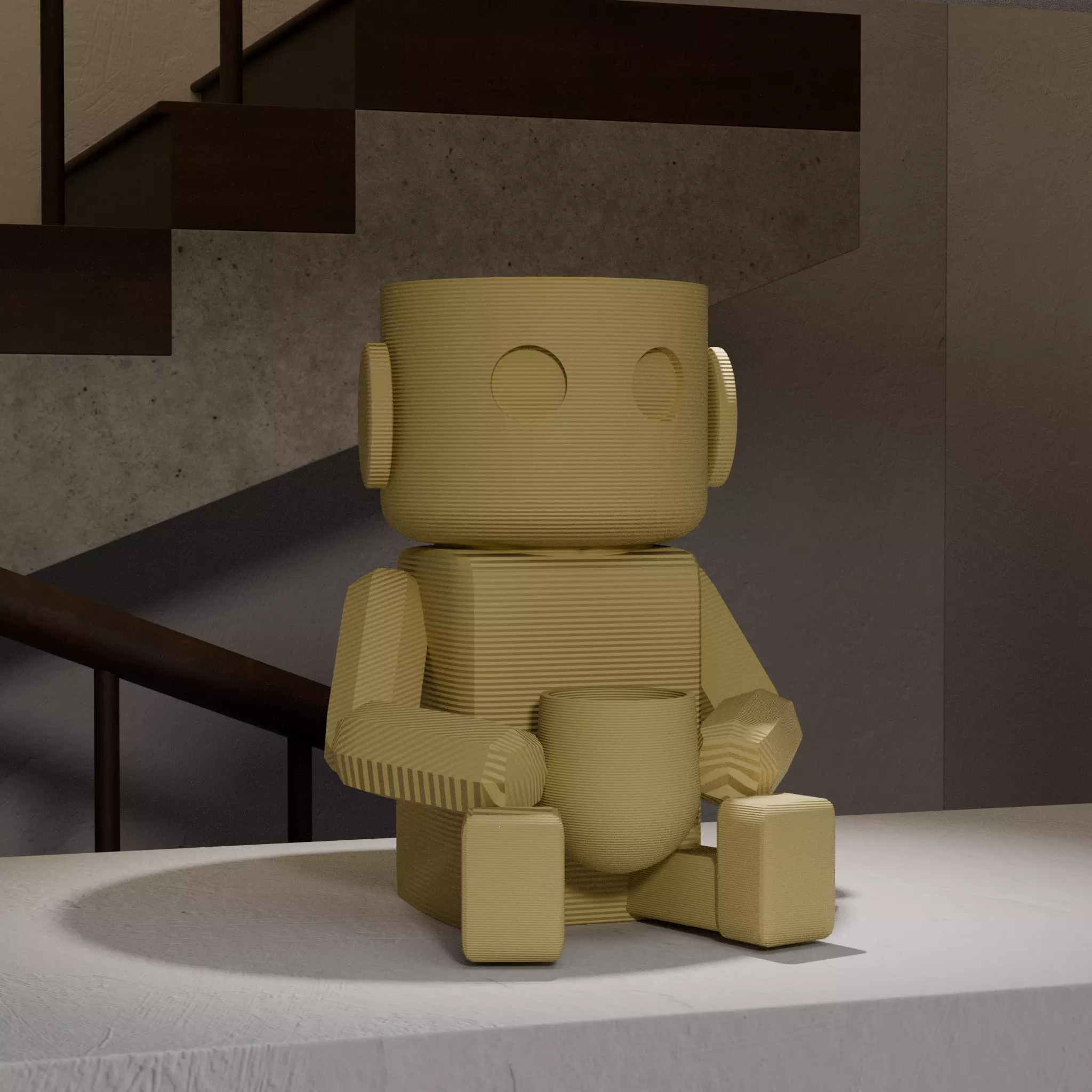 Cute Sitting Robot planter stylized 3D Printable Figurine 3D print model