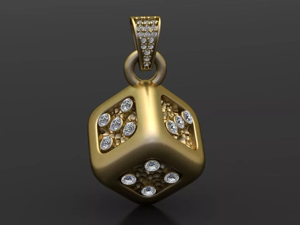 Lucky Diamond Dice Pendant 3D print model