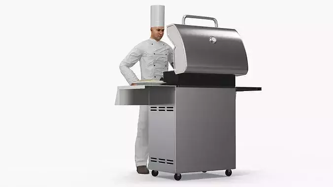 Chef Cooking Burritos on Grill 3D model 6