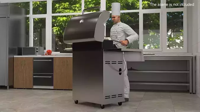 Chef Cooking Burritos on Grill 3D model 2