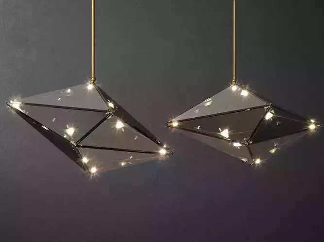 Maxhedron pendant light made of glass and metal 3D model