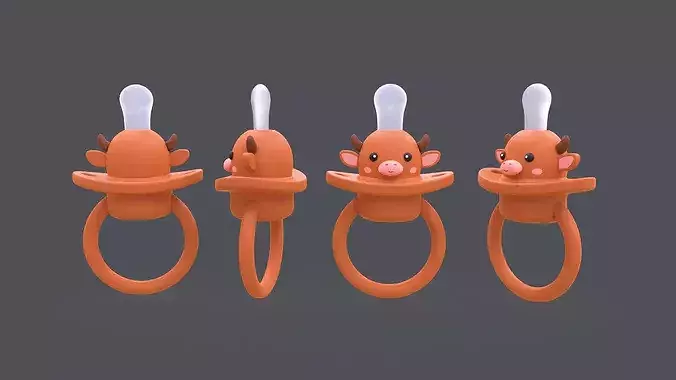 Low-Poly Highland Cow Baby Pacifier 