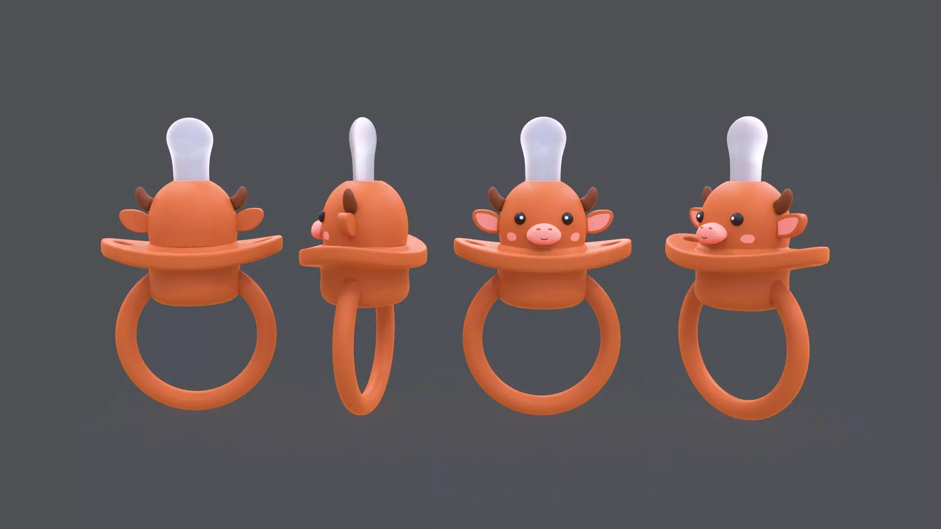 Low-Poly Highland Cow Baby Pacifier Low-poly 3D model