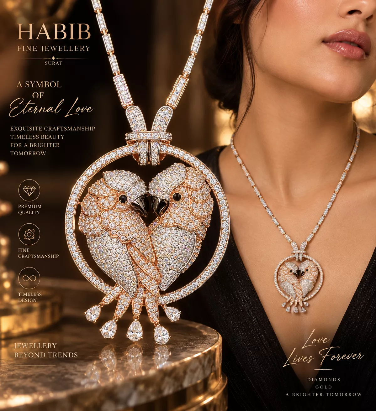 Luxury Bird Pendant Necklace 3D Model 3D print model