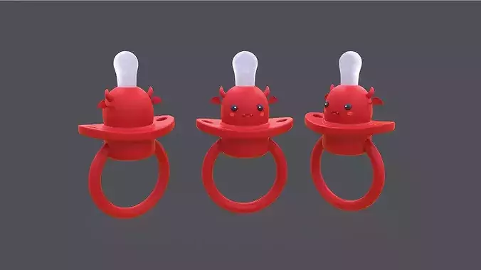 Low-Poly Devil Baby Pacifier