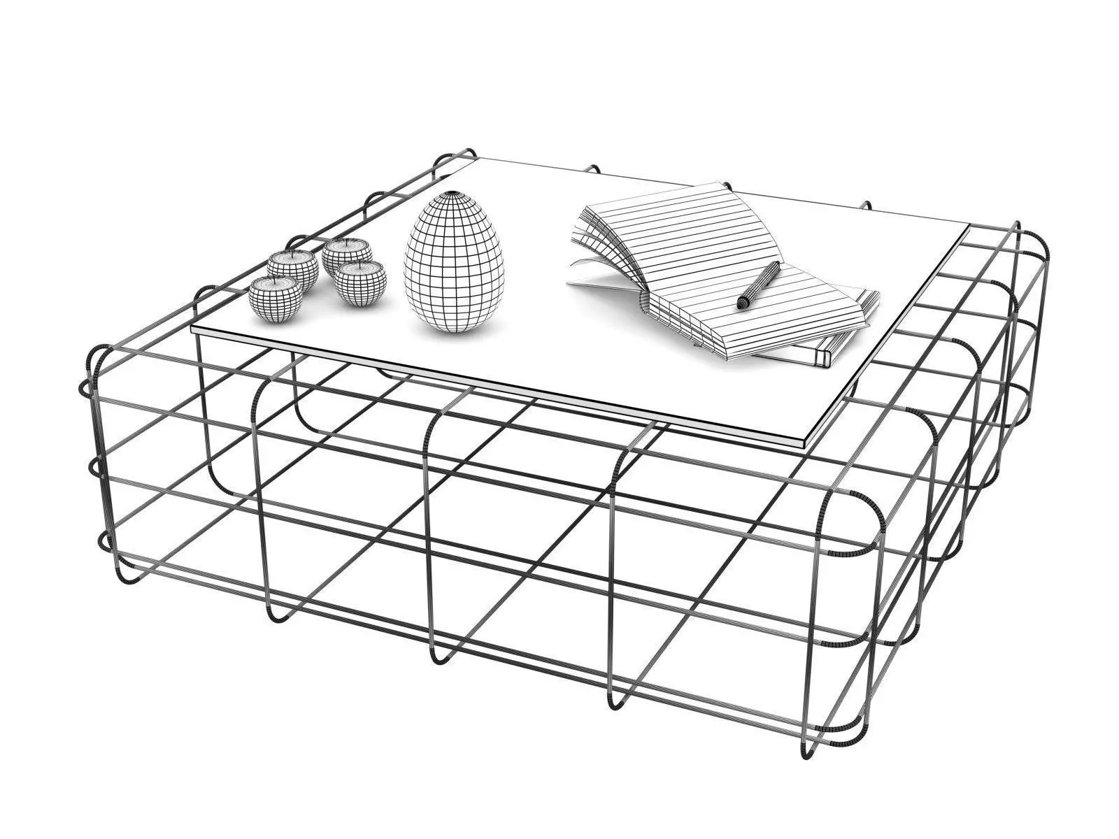 Wire coffee table 3D model_4