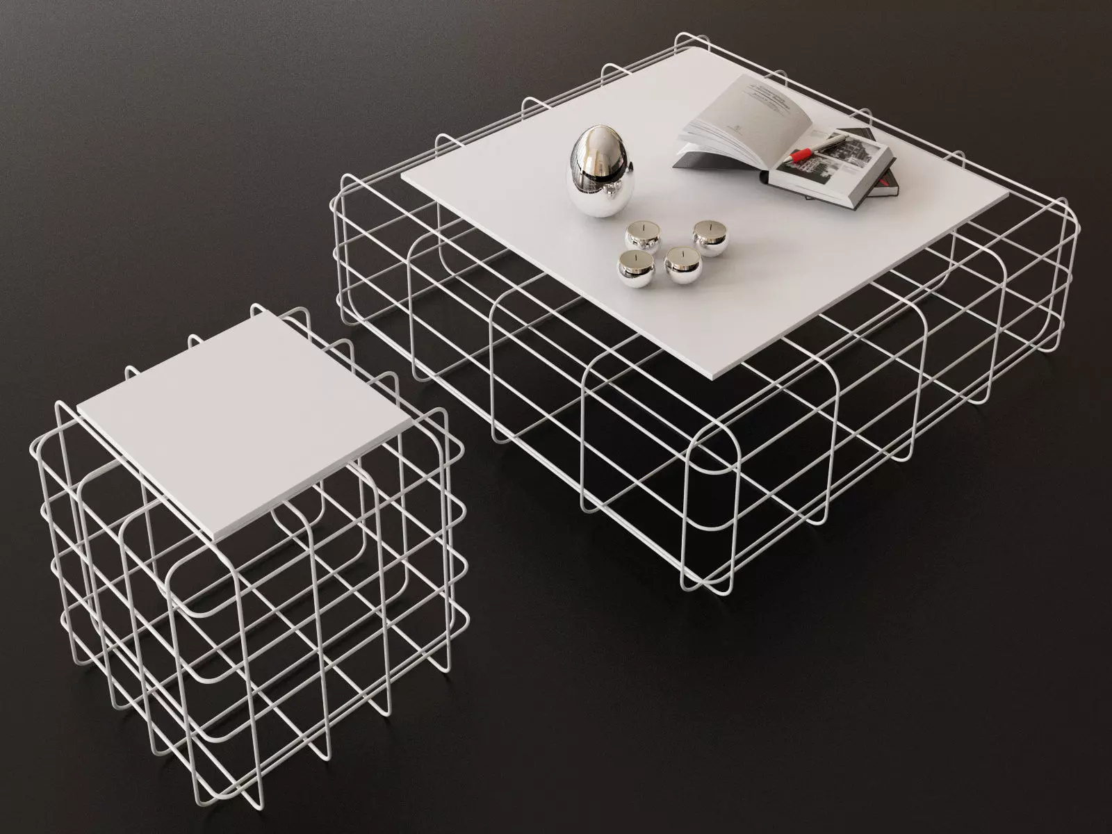 Wire coffee table 3D model_1