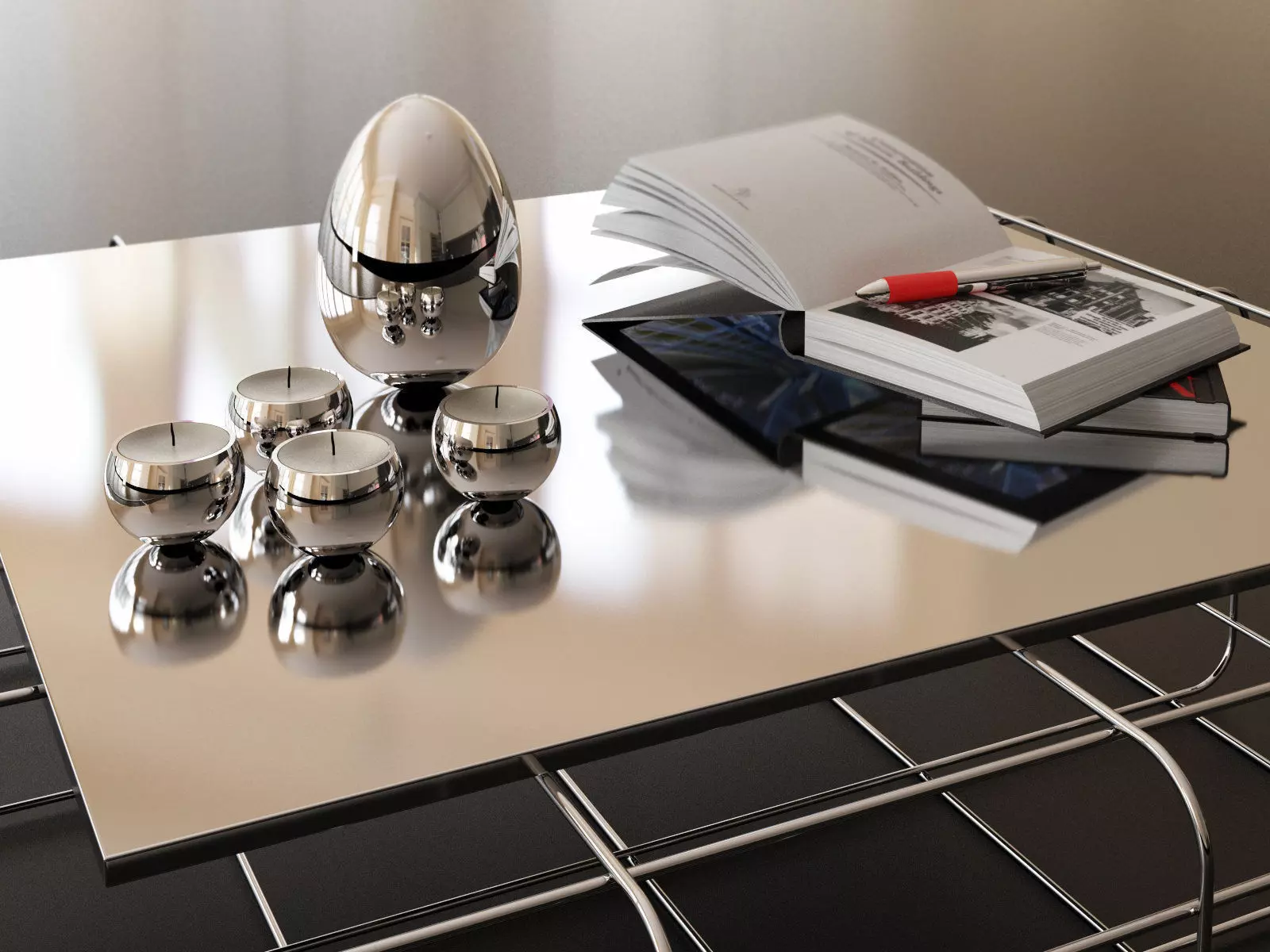 Wire coffee table 3D model_2