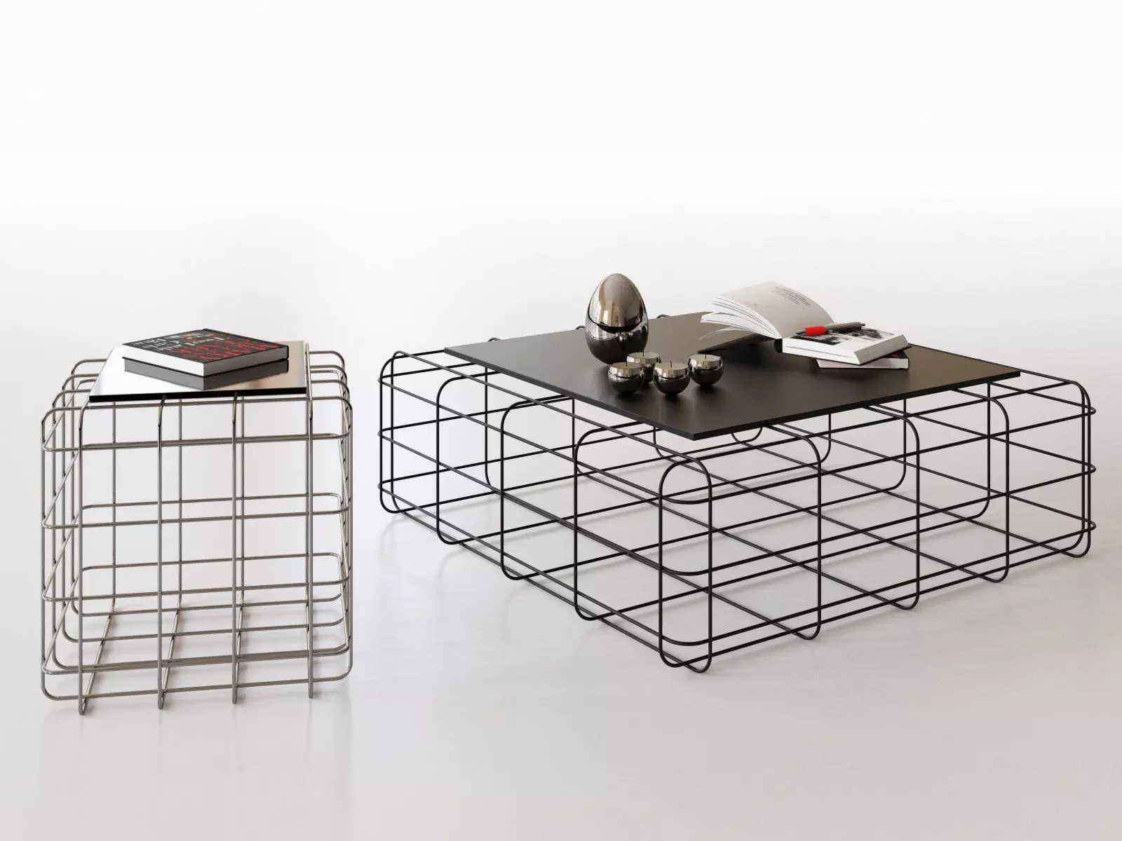 Wire coffee table 3D model_0