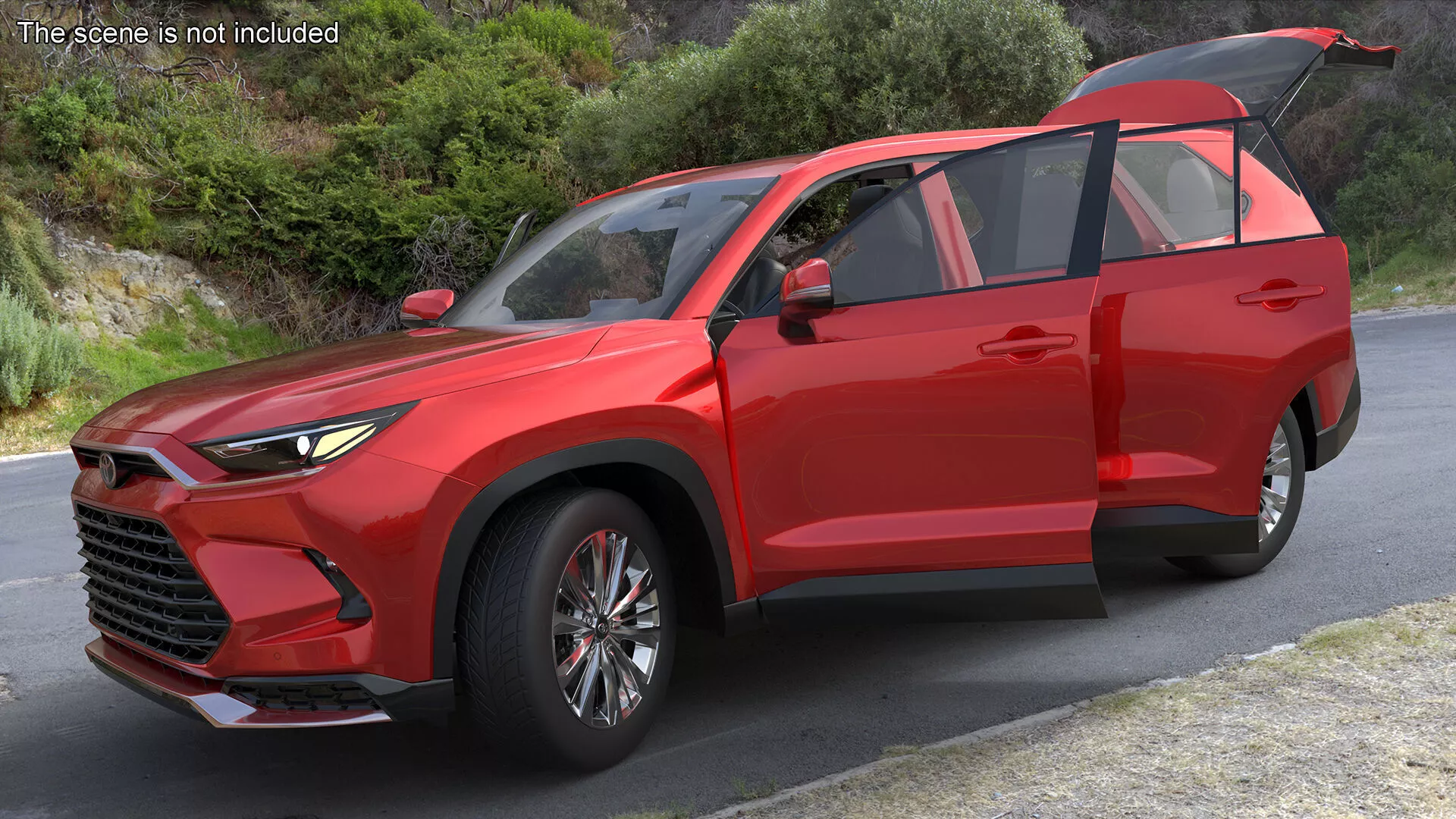 Toyota Grand Highlander 2024 Red Rigged for Cinema 4D 3D model