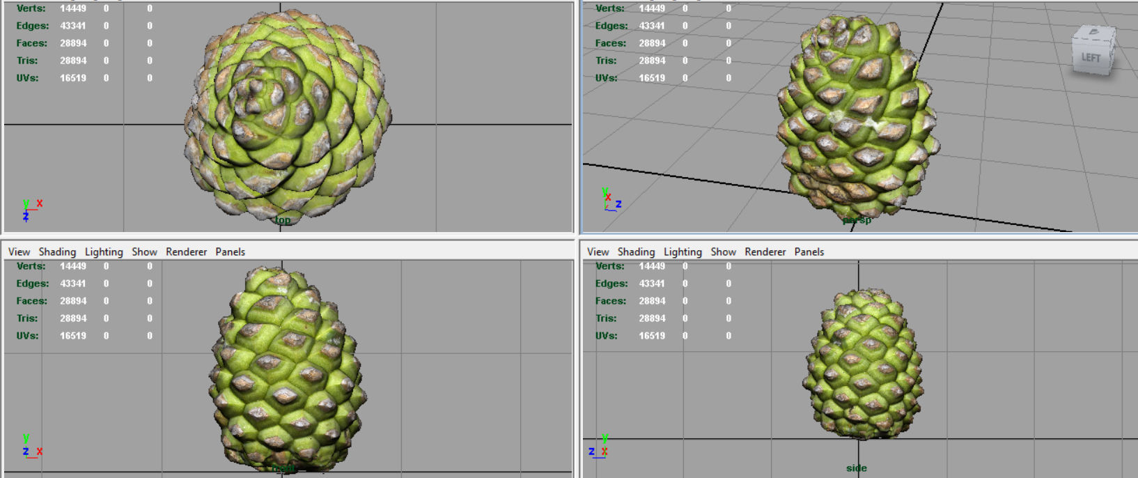 Pinecone 2 pineapple Low-poly 3D model_7