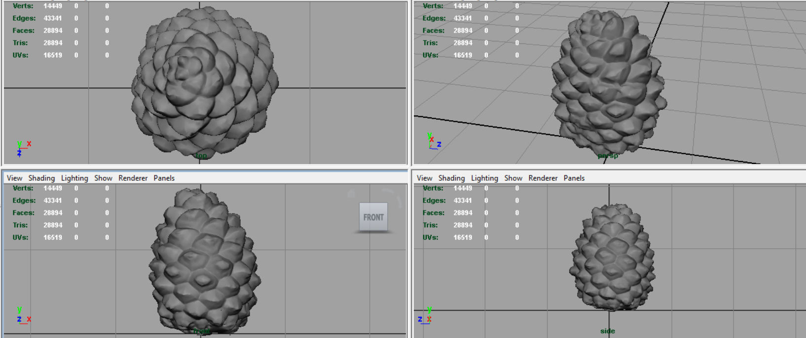 Pinecone 2 pineapple Low-poly 3D model_6