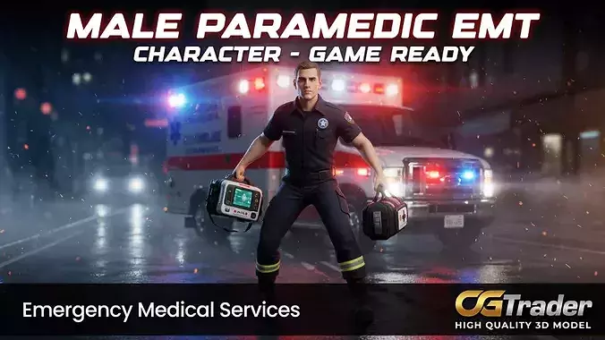 Male Paramedic EMT Character Game Ready Emergency Medical