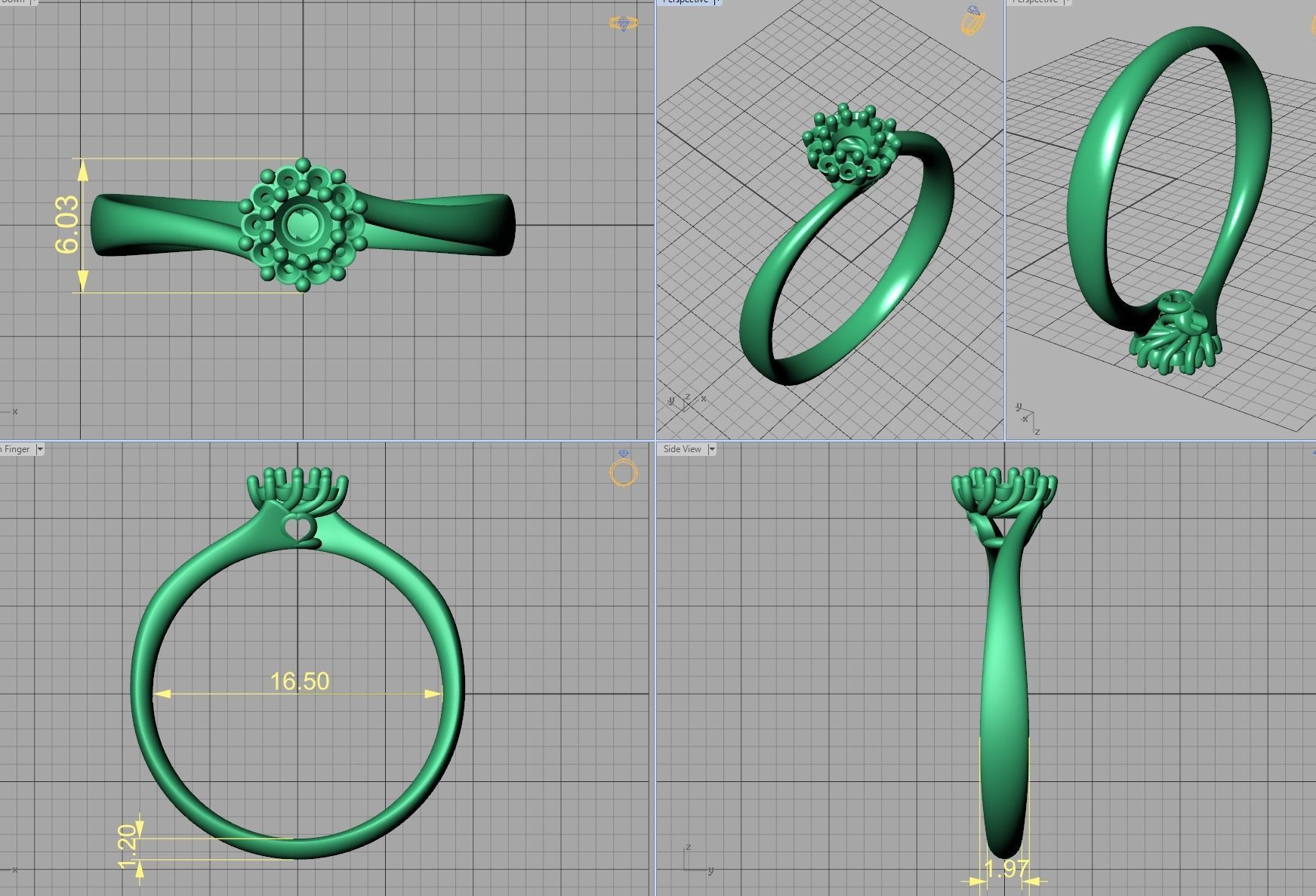 Engagement ring  122 centr 3mm stone 3D print model_8
