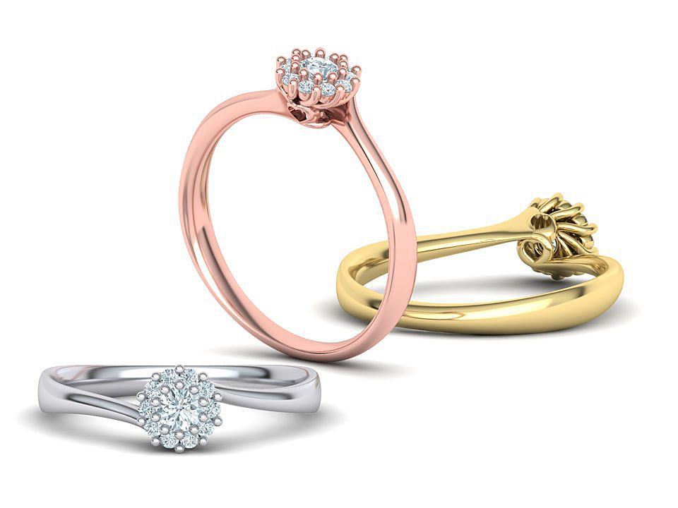 Engagement ring  122 centr 3mm stone 3D print model_2